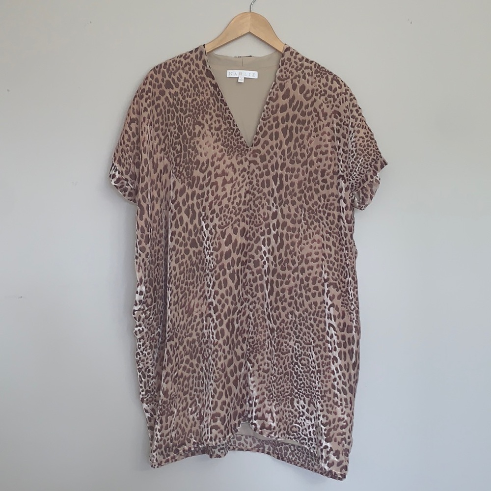 KARLIE Velour Animal Print Dress Small